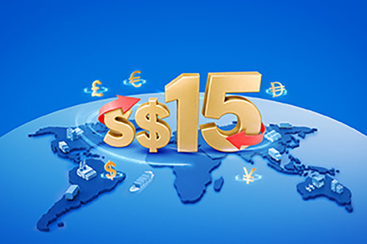 S$15/US$11 flat fee on telegraphic transfers