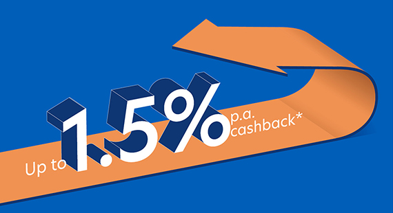 Earn up to 1.5% p.a. cashback*