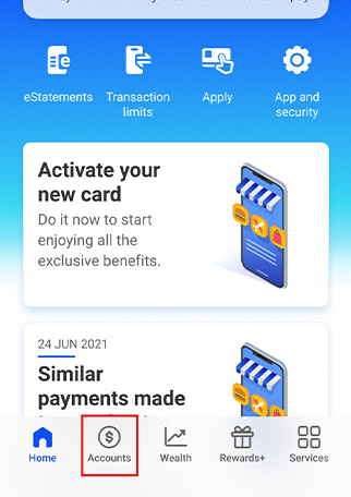 Log in and go to Accounts