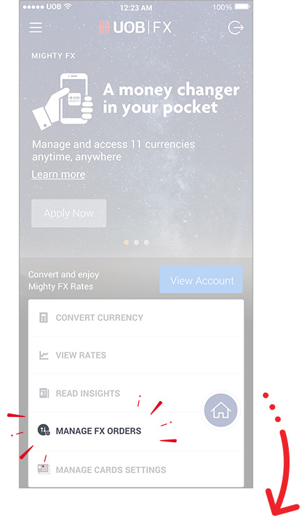 Uob Mighty Fx Uob Singapore - tap manage fx orders on the mighty fx landing page to view your set rate orders